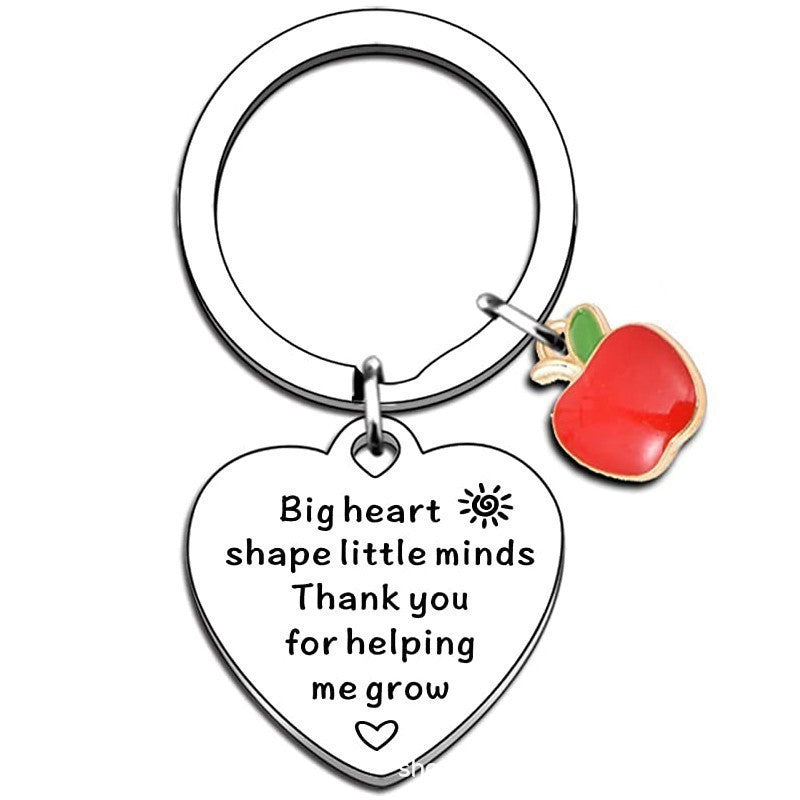 Wholesale Apple Bee Pink Diamond Family and Friends Gift Peach Heart Stainless Steel Keychain
